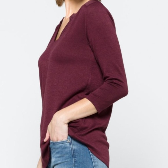 41 HAWTHORN Tulla Mixed Material Burgundy Knit Top  Stitch Fix Size Medium NWT - Picture 1 of 12